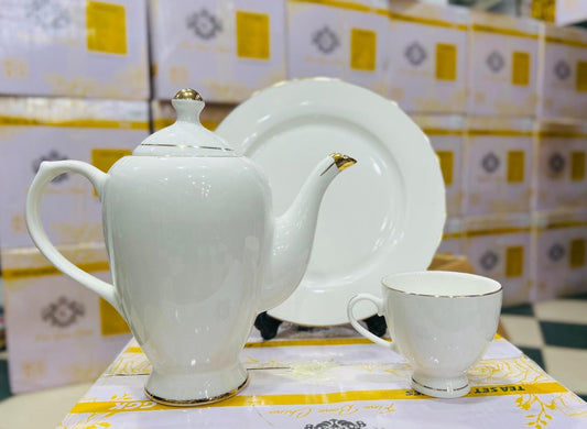 24-Piece Bone China Tea Set – Complete Service for 6 with Cups, Saucers, Teapot & More