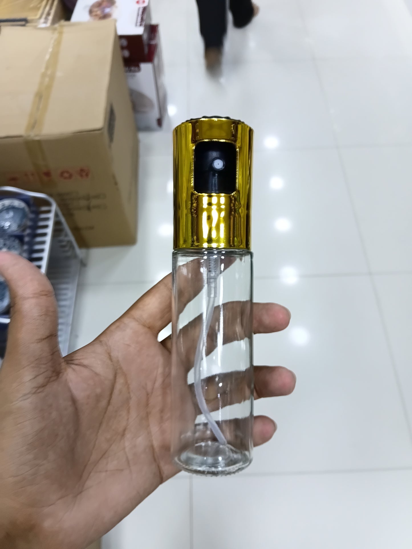 Glass Oil Sprayer Mister (76-4) – Fine Mist Cooking Spray Bottle with Gold Pump Cap
