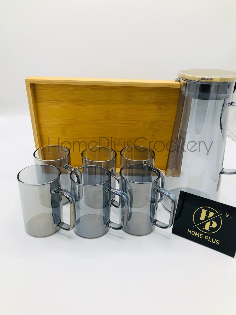 8 Pcs Water Set with Bamboo Tray