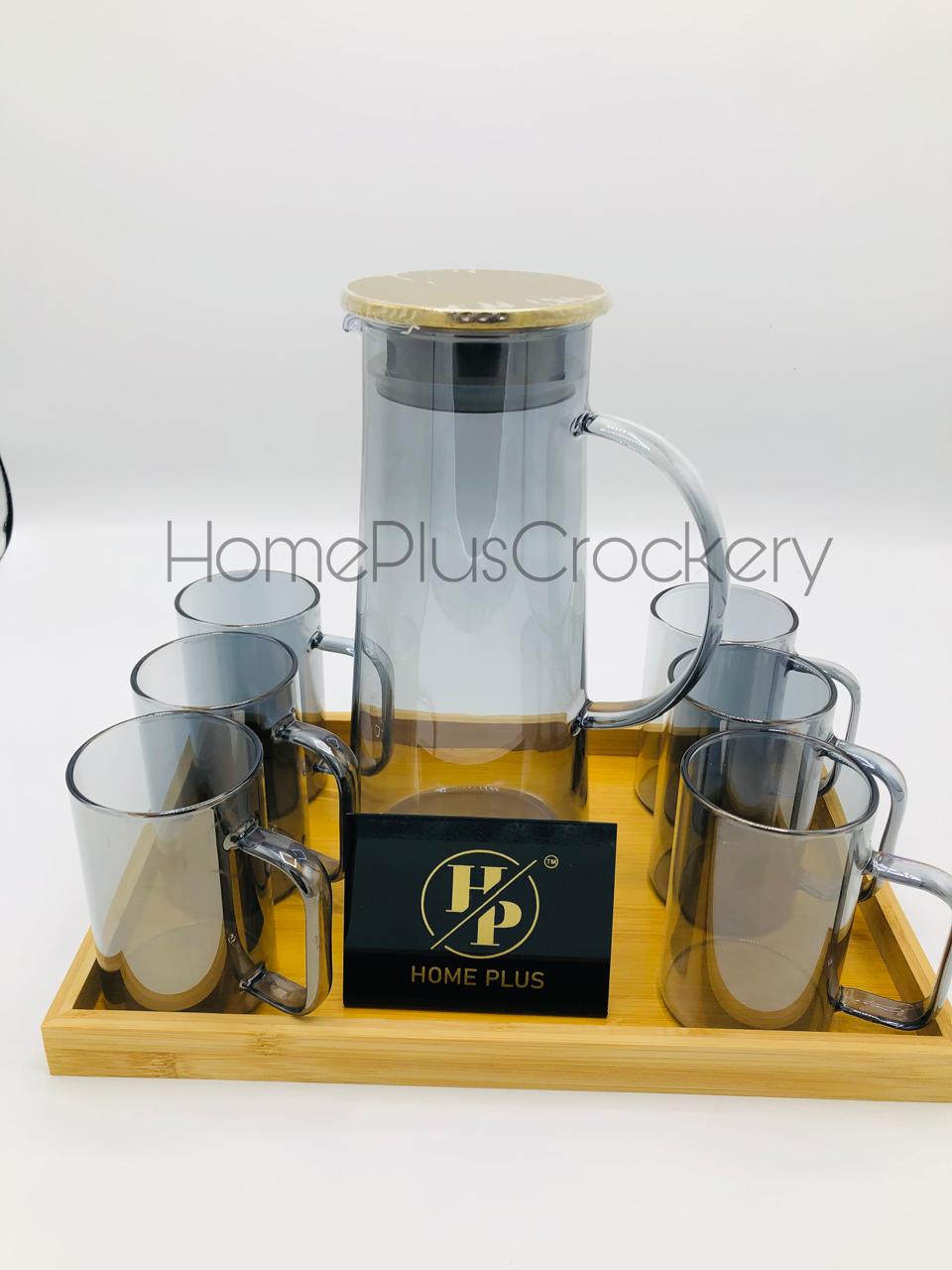 8 Pcs Water Set with Bamboo Tray