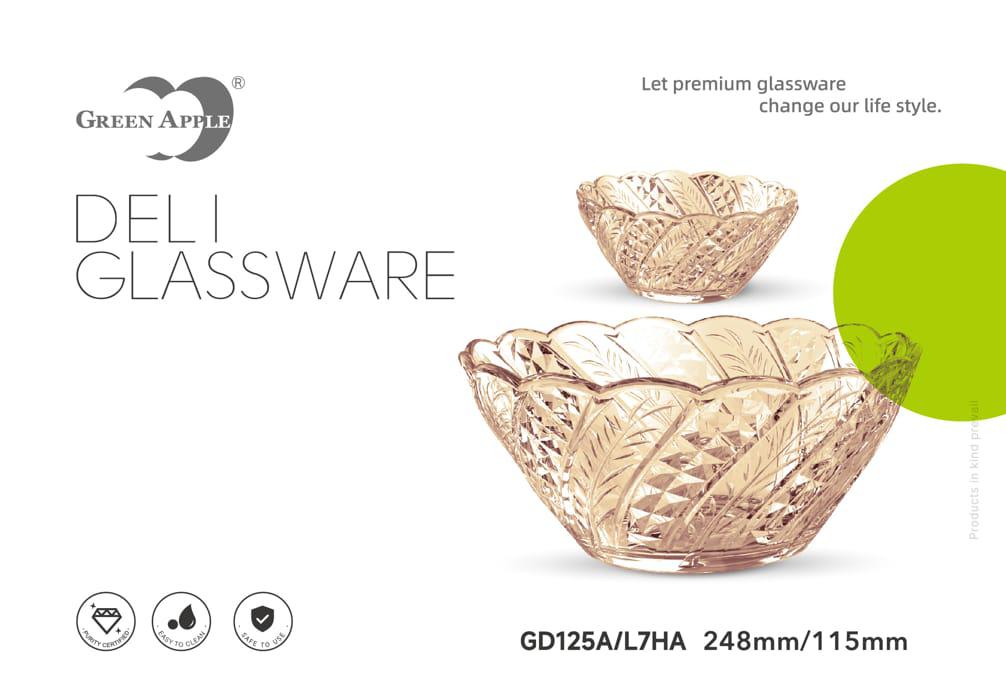 Deli® Imported 7-Piece Gold Glass Fruit & Dessert Bowl Set - GD125A/L7HA - 248mm/115mm