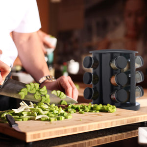 12 Pcs Revolving Spice Rack - Black