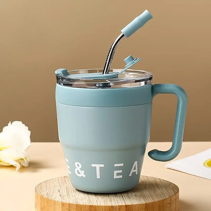 Korean Insulated Coffee Mug with straw