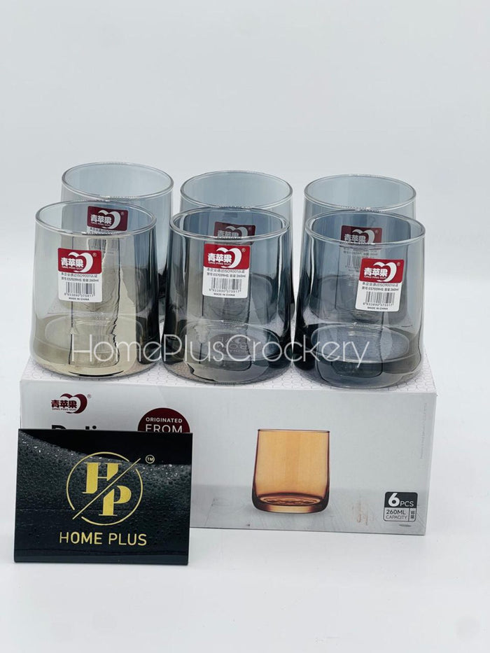 Smoke Glass Set of 6 – smoke grey tinted glass tumblers 270ml
