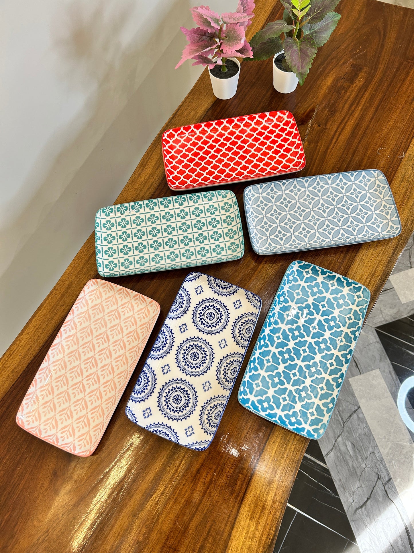 Danny Home Multicolour Series Rectangle Platter (6Pcs)