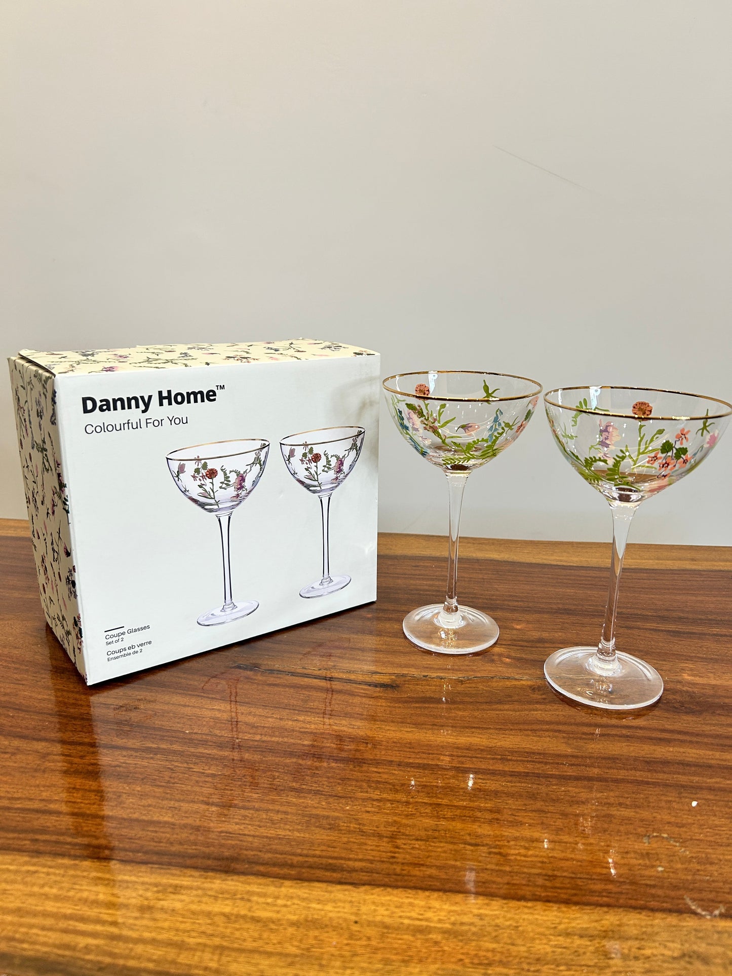 Danny Home Flower Coupe Glass 2Pcs