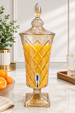 Diamond Cut Crystal Glass Beverage Dispenser with Tap