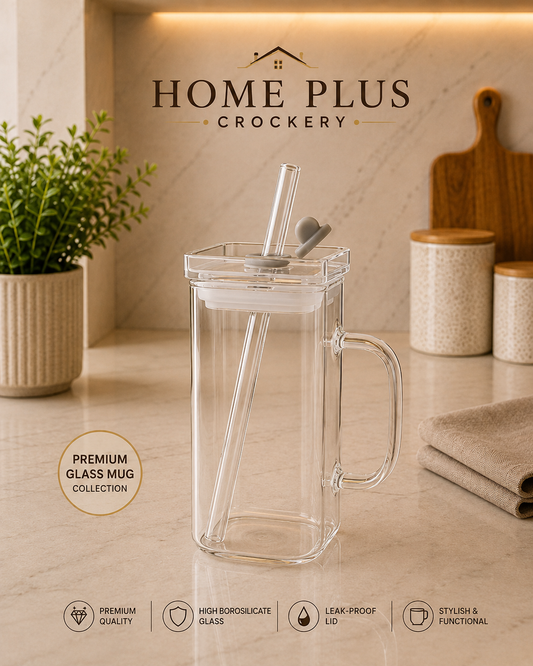Glass Sipper with Plastic Lid – Reusable Drinking Glass with Straw