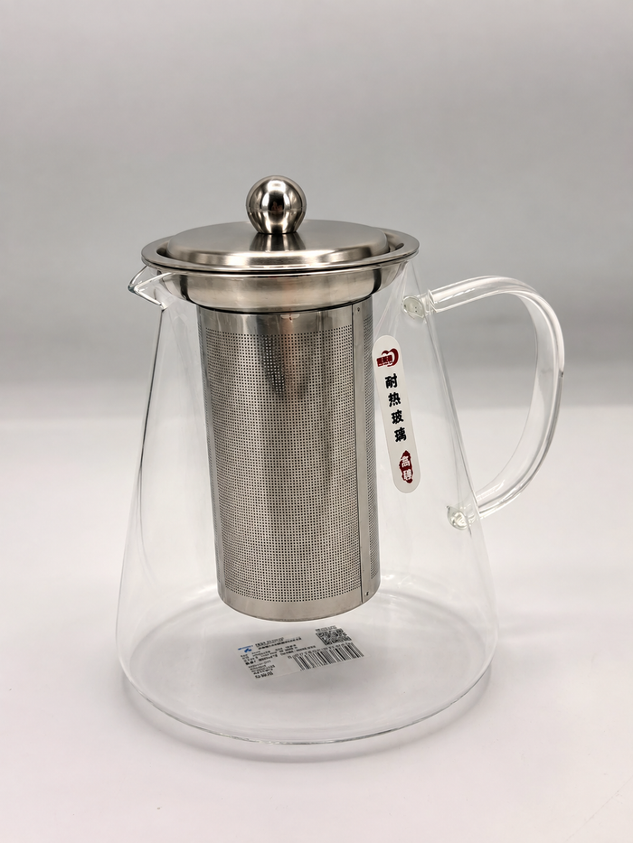Glass Teapot (8-7) – Heat-Resistant Glass Kettle with Stainless Steel Strainer