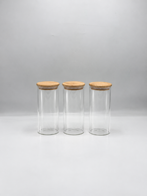 Tall glass jars 450ml with bamboo lids