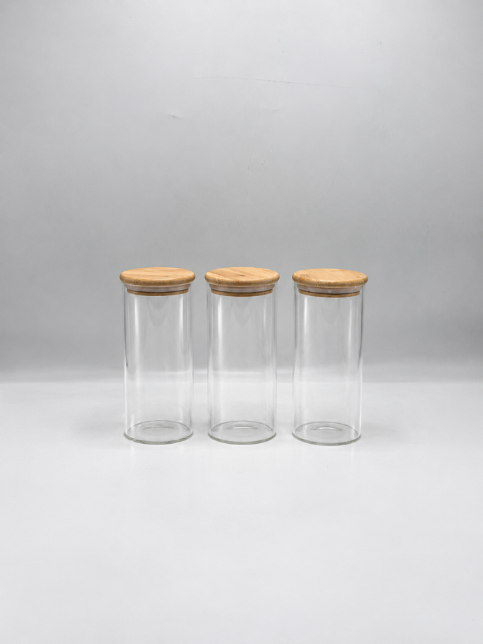Tall glass jars 450ml with bamboo lids