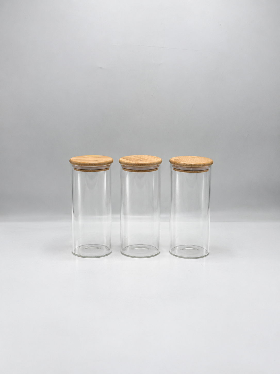 Tall glass jars 450ml with bamboo lids