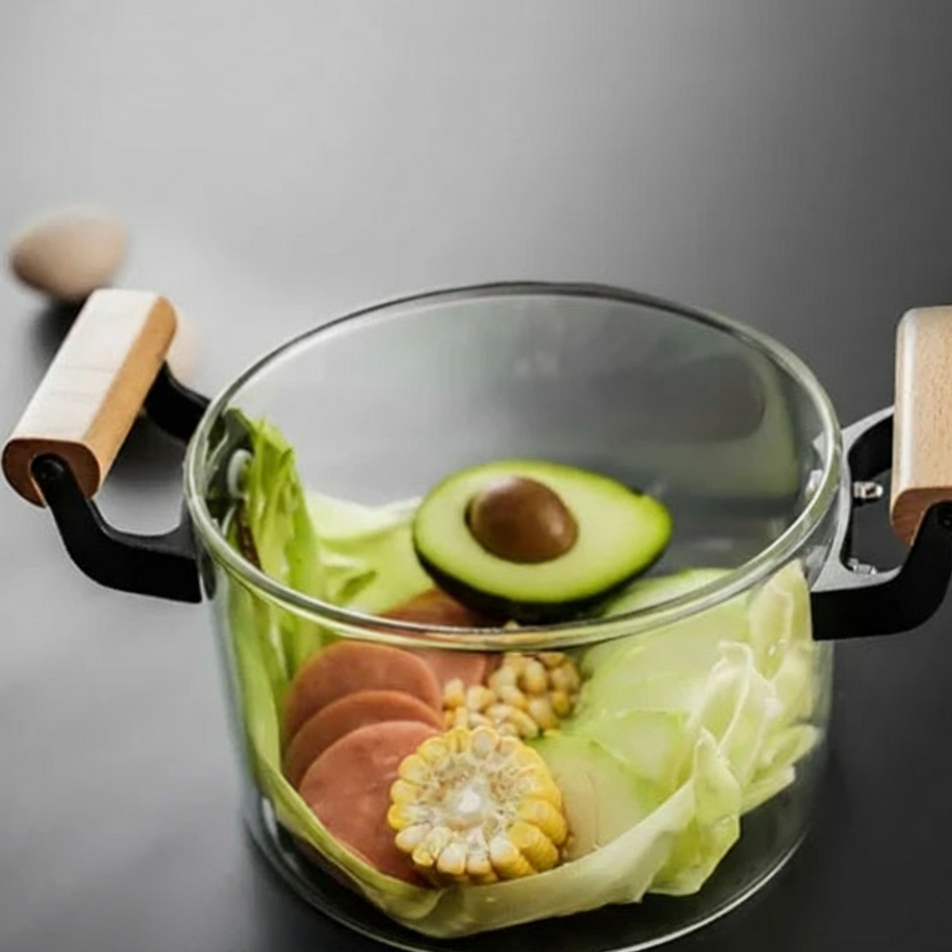 Fabulous GlassPot with Wooden Handles 3.5L