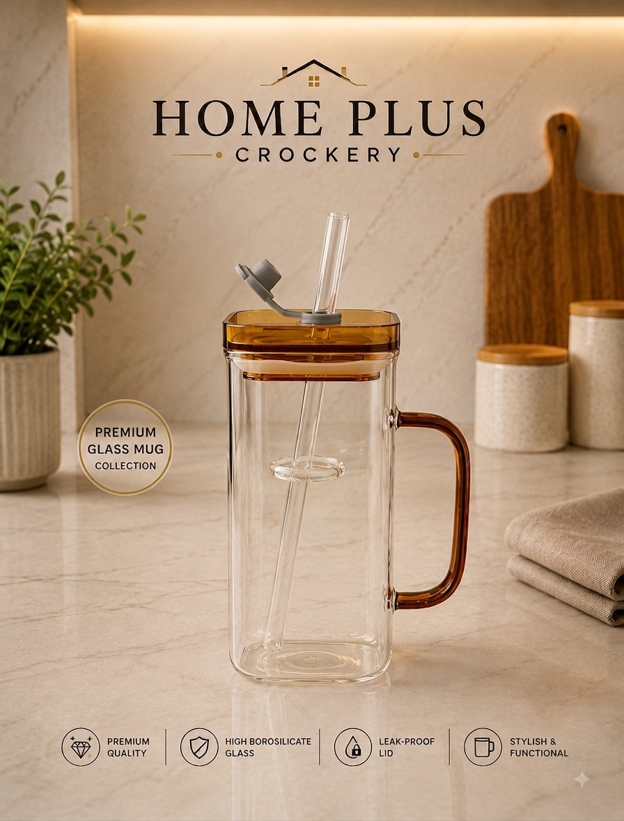 Glass Sipper with Plastic Lid – Reusable Drinking Glass with Straw