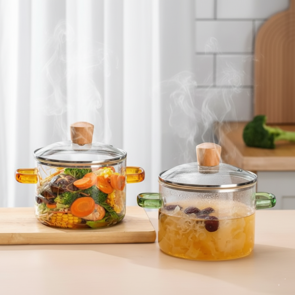 Distinctive Borosilicate GlassPot with Handles