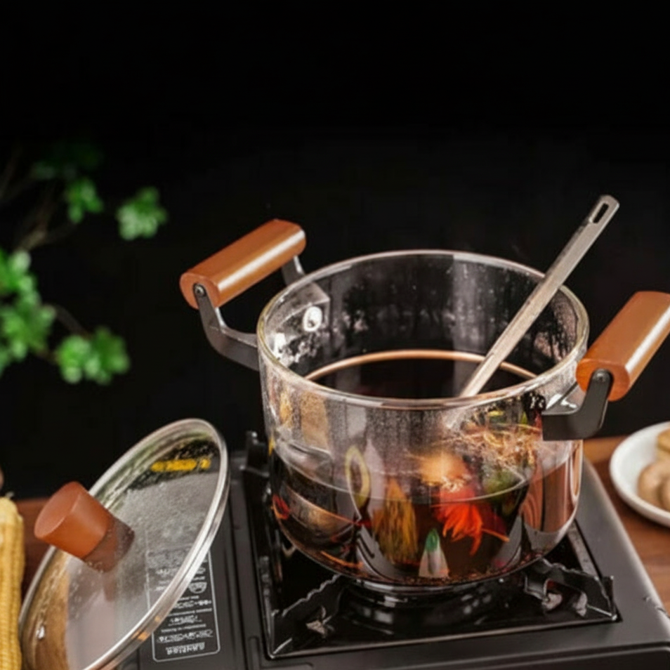 Fabulous GlassPot with Wooden Handles 3.5L