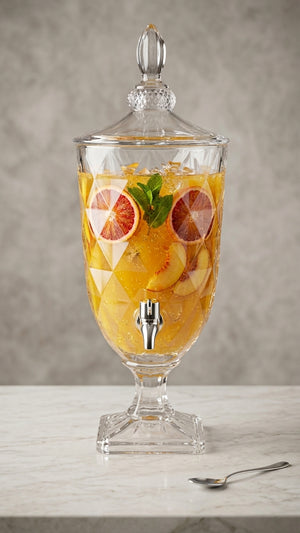 Faceted Glass Beverage Dispenser