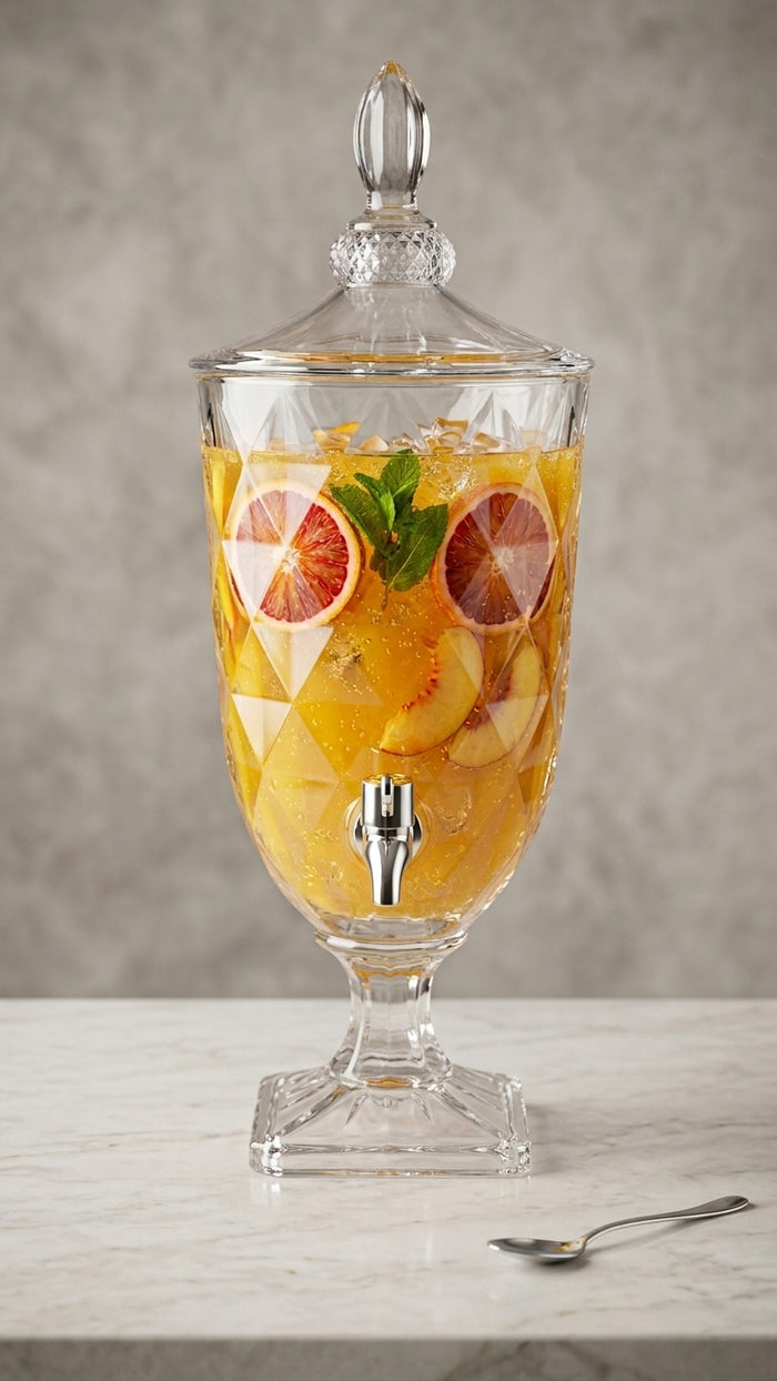Faceted crystal glass drink dispenser