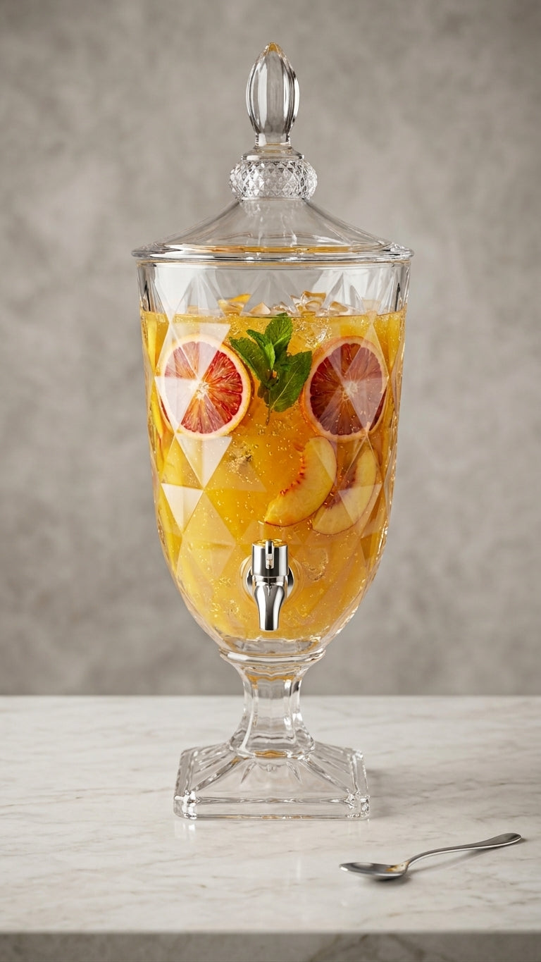 Faceted Glass Beverage Dispenser