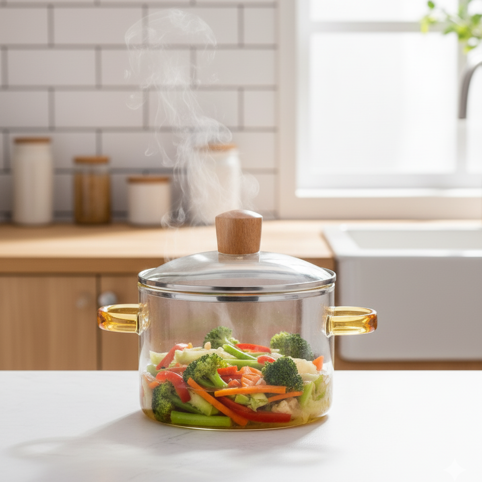 Distinctive Borosilicate GlassPot with Handles