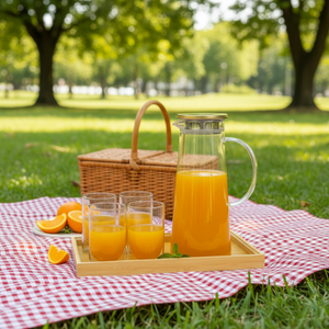Echou 8-Pieces Pitcher & Glass Set with Bamboo Tray