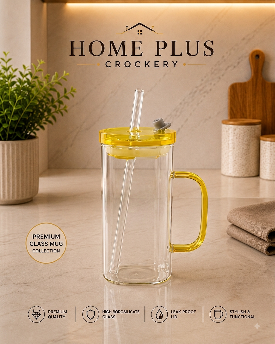 Glass Sipper with Plastic Lid – Reusable Drinking Glass with Straw