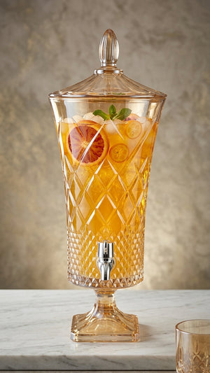 Diamond Cut Glass Beverage Dispenser