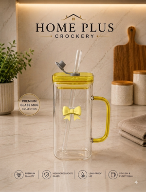 Flower Design Glass Sipper – Stylish Drinking Glass with Lid & Straw