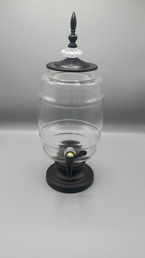 Black Rim Barrel Glass Dispenser