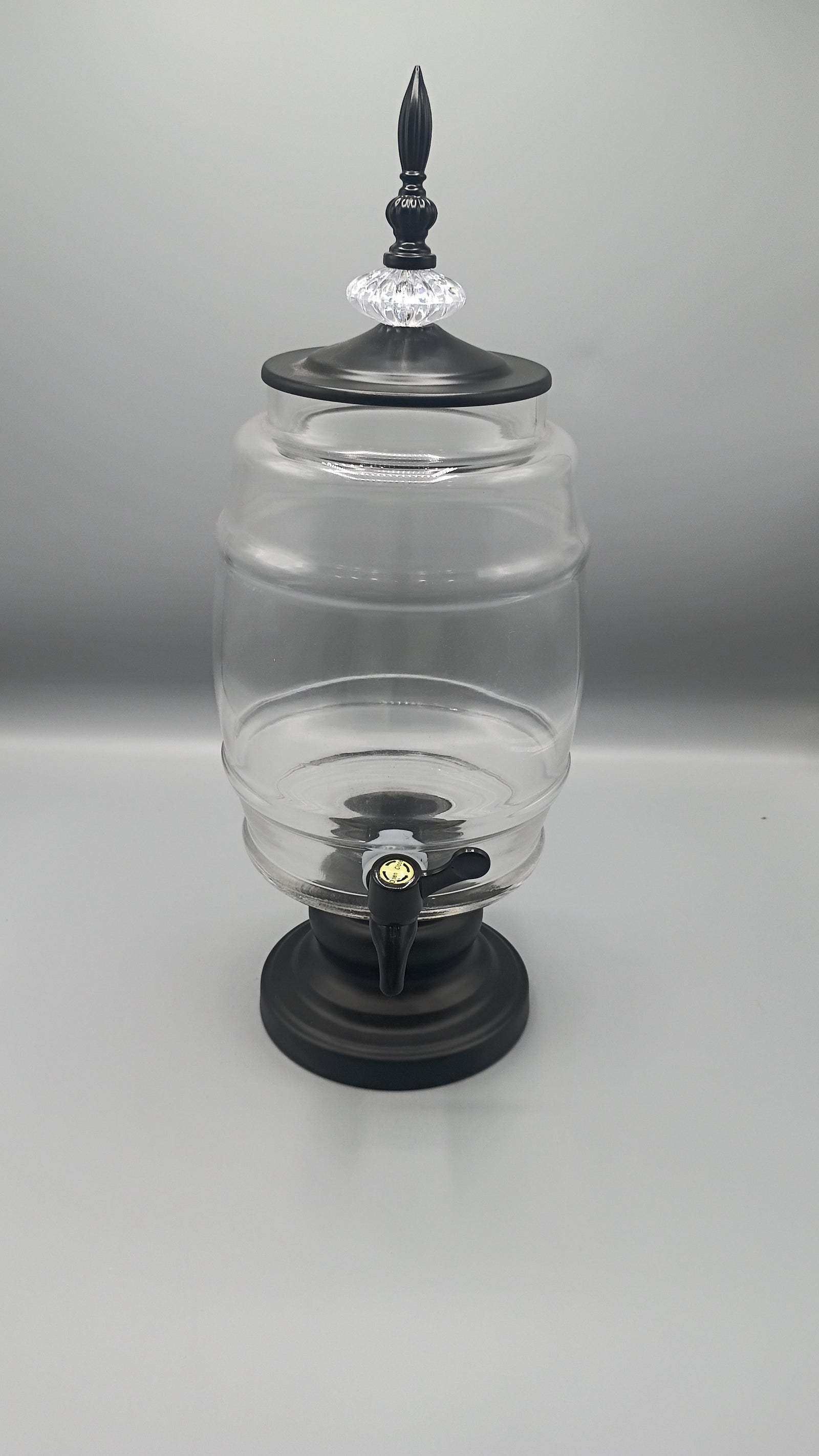 Black Rim Barrel Glass Dispenser