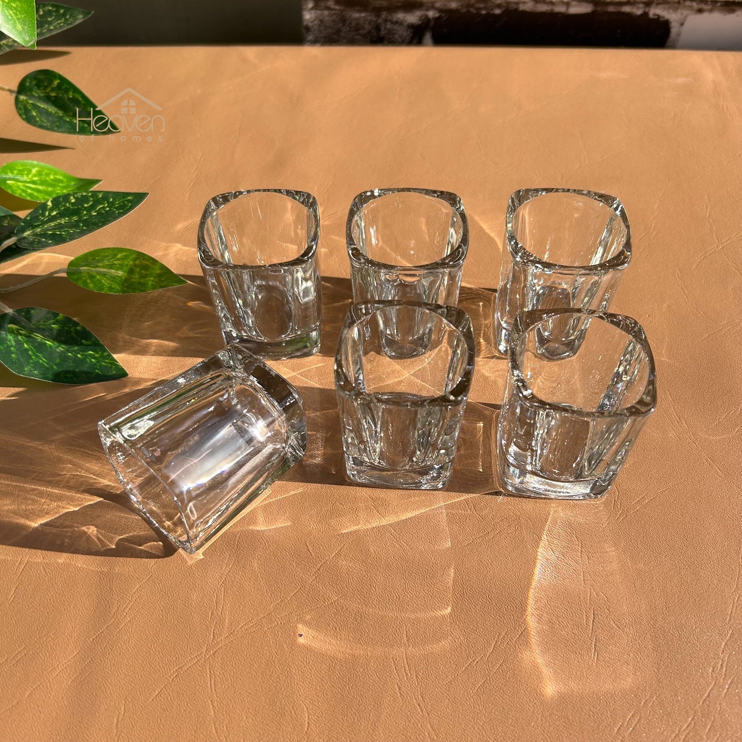 Heaven Mini Glass Set – 6-Piece Zam Zam Glasses for Decor & Candle Making Square - Heaven of homes - Sale Pakistan