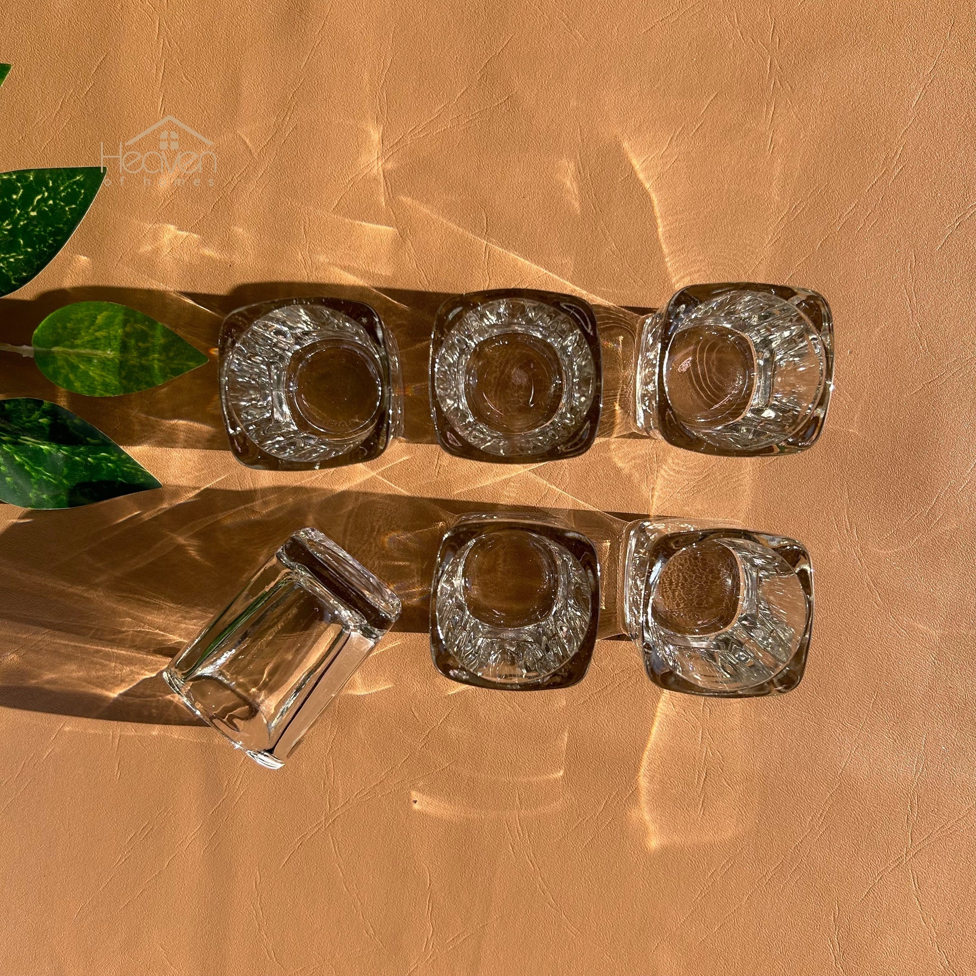 Heaven Mini Glass Set – 6-Piece Zam Zam Glasses for Decor & Candle Making Square - Heaven of homes - Sale Pakistan