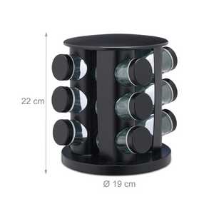 12 Pcs Revolving Spice Rack - Black