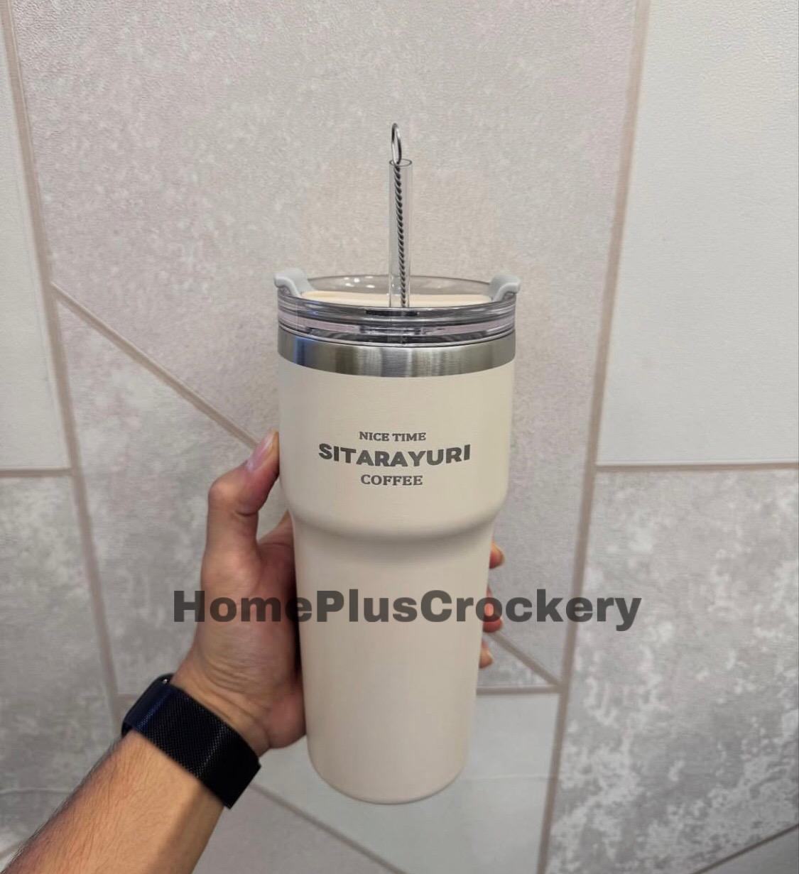 Coffee Tumbler with Straw Cleaner 700ml-White