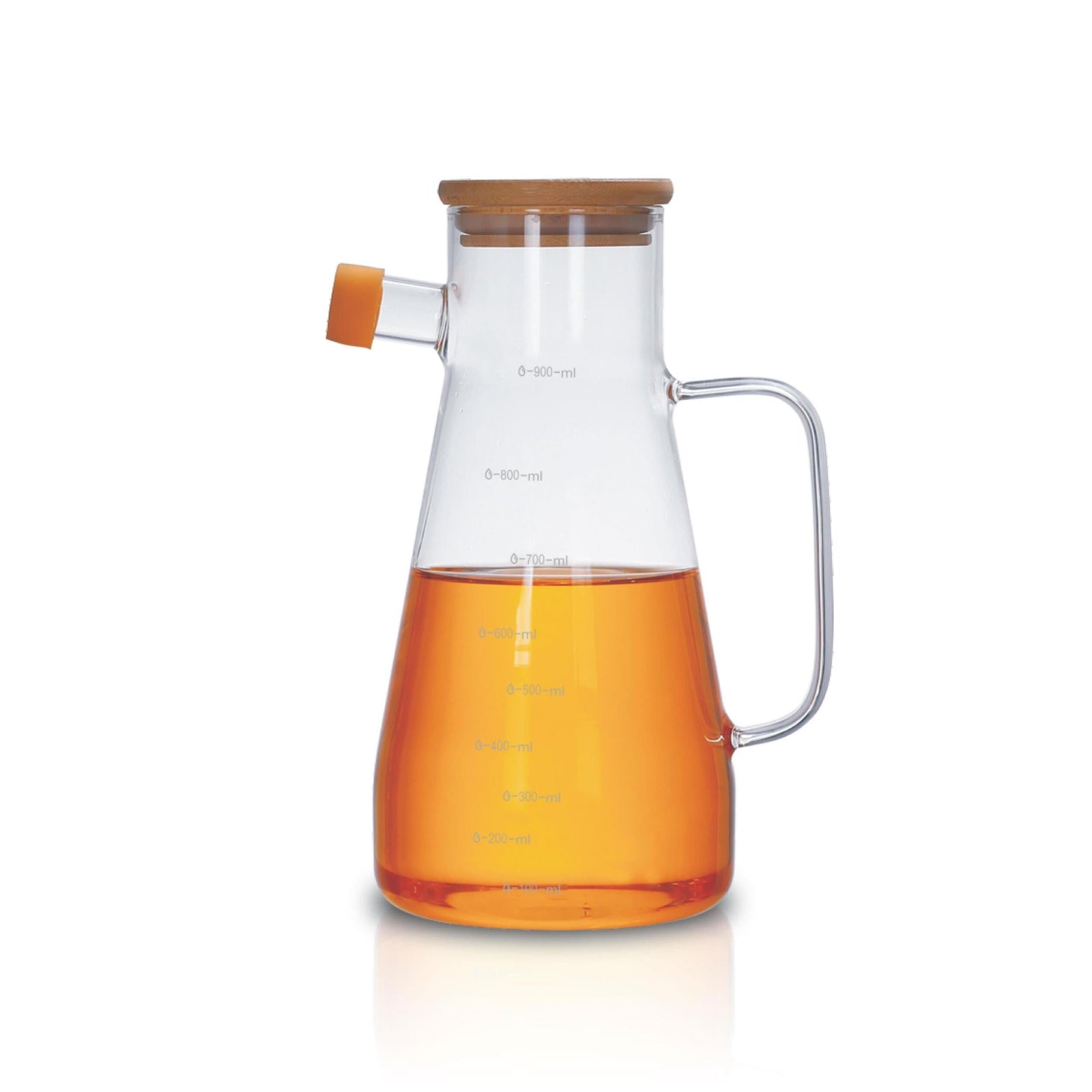 900ml glass oil jug with wooden lid