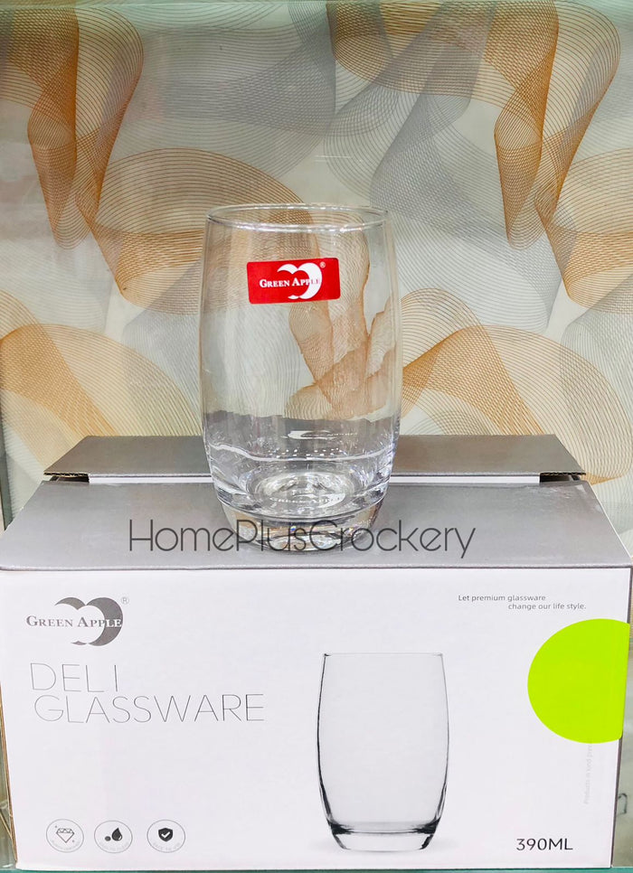 Green Apple Glass 390ml drinking glasses, pack of 6