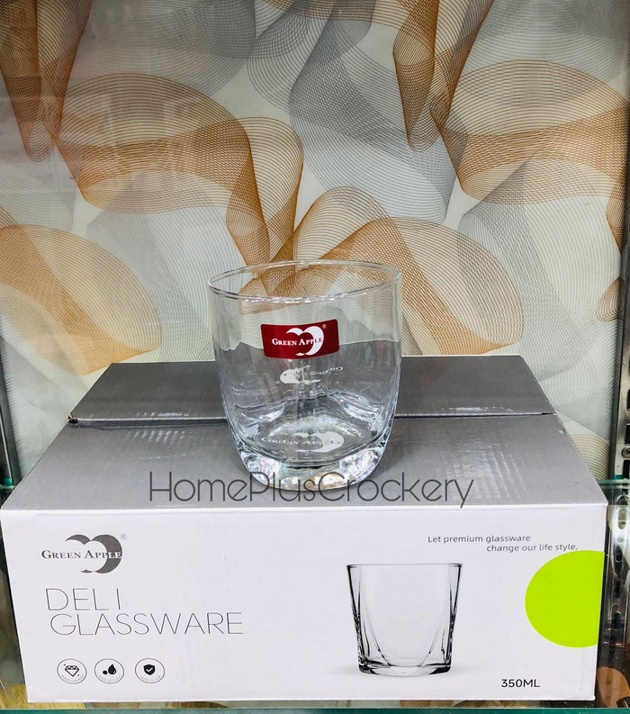 Green Apple Glass 350ml sleek drinking glasses, pack of 6