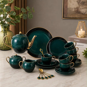 24 Piece Gold Rim Ombre Tea Set