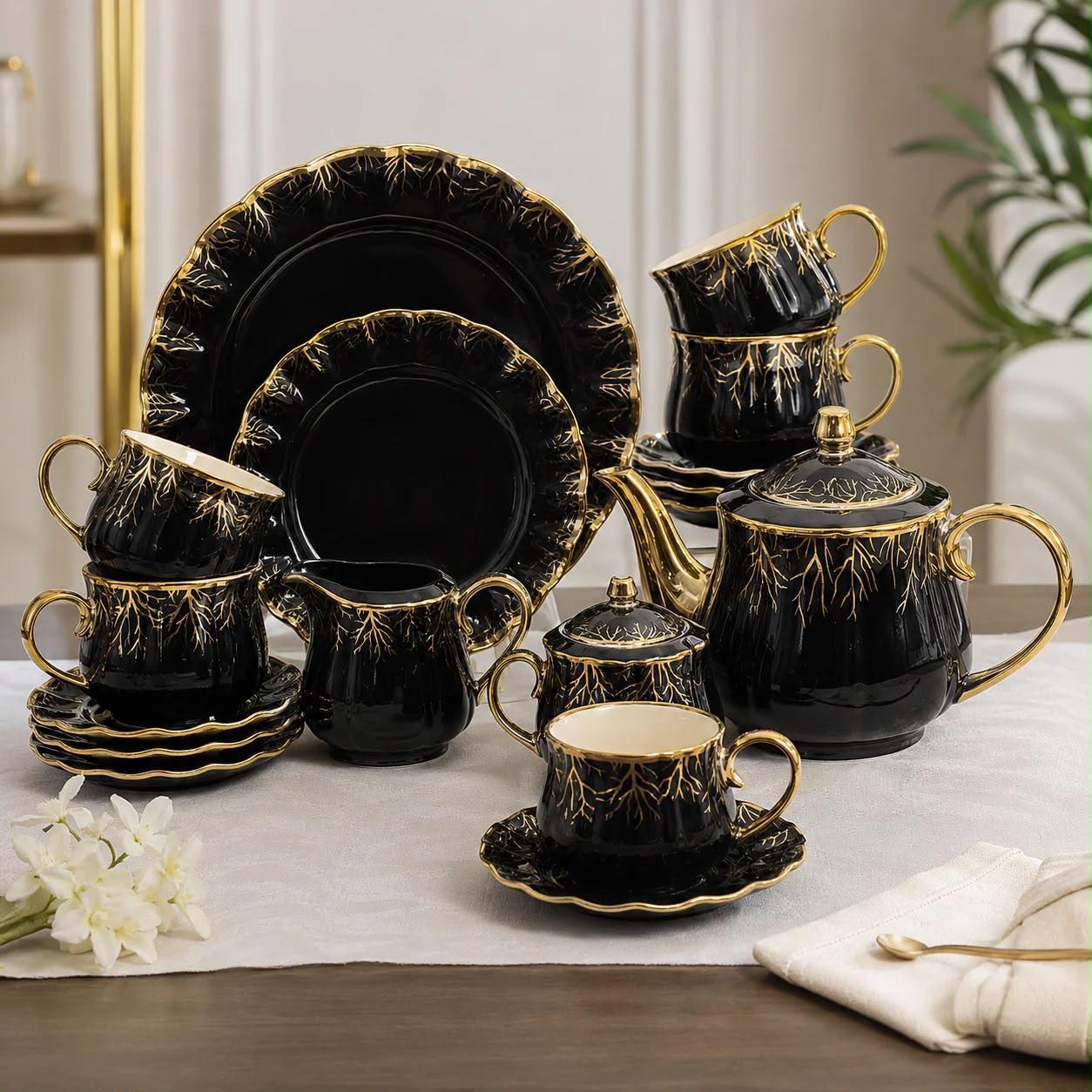 24 Piece Gold Branch Tea Set