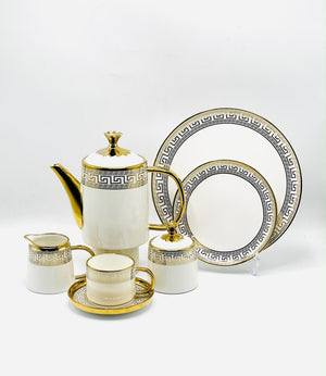 15 Piece Gold Greek Key Tea Set with Jug