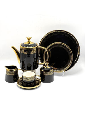 15 Piece Gold Greek Key Tea Set with Jug