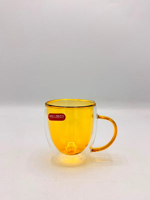 Double Wall Glass Mugs (78-27) – Insulated Colored Coffee & Tea Cups with Handles