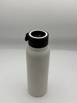 Matte White Flip-Lid Water Bottle with Straw & Handle