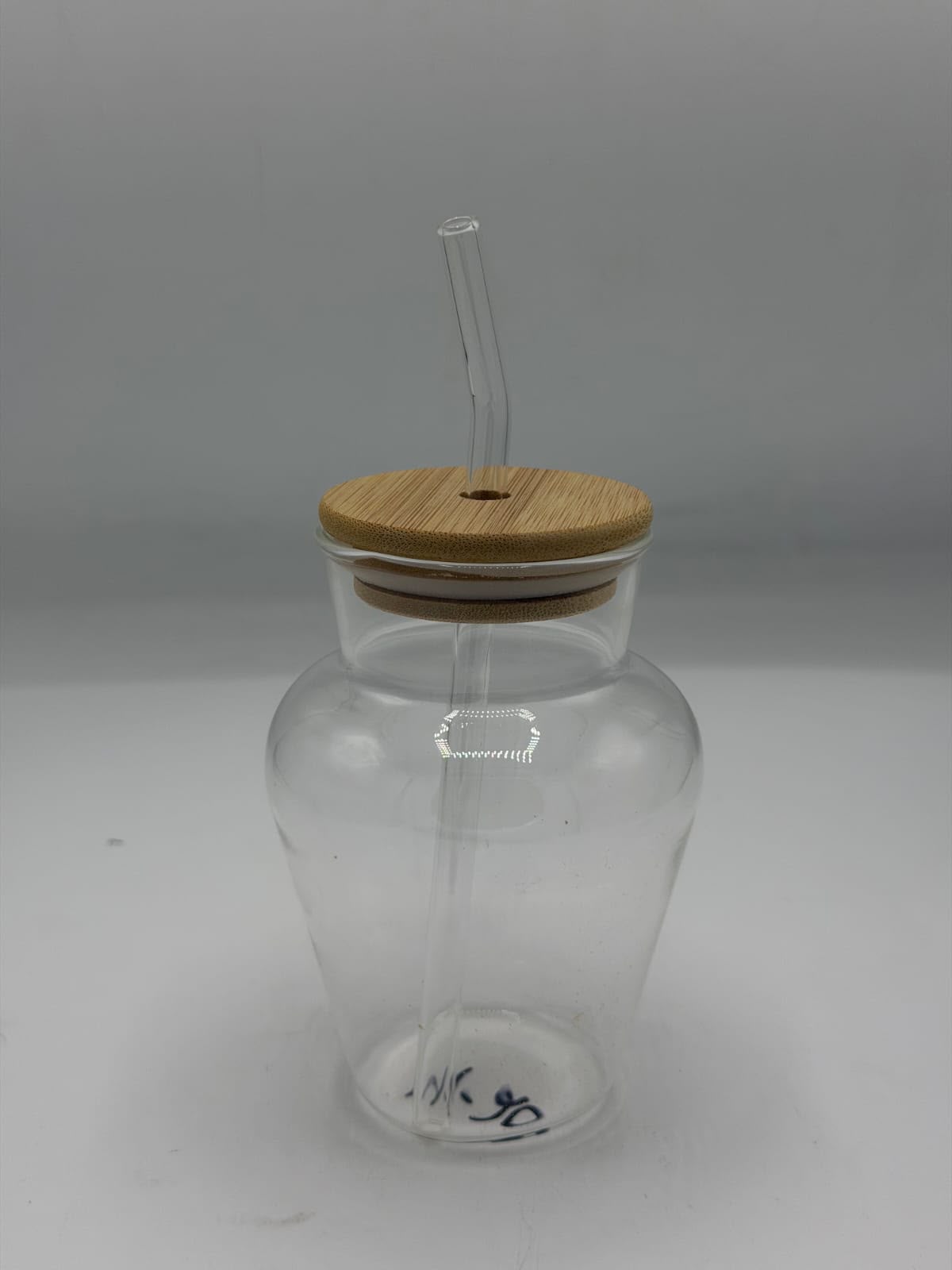 Glass Sipper Jar with Bamboo Lid & Glass Straw
