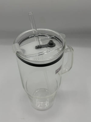 Clear Acrylic Tumbler with Handle & Straw (40oz)