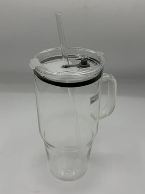 Clear Acrylic Tumbler with Handle & Straw (40oz)