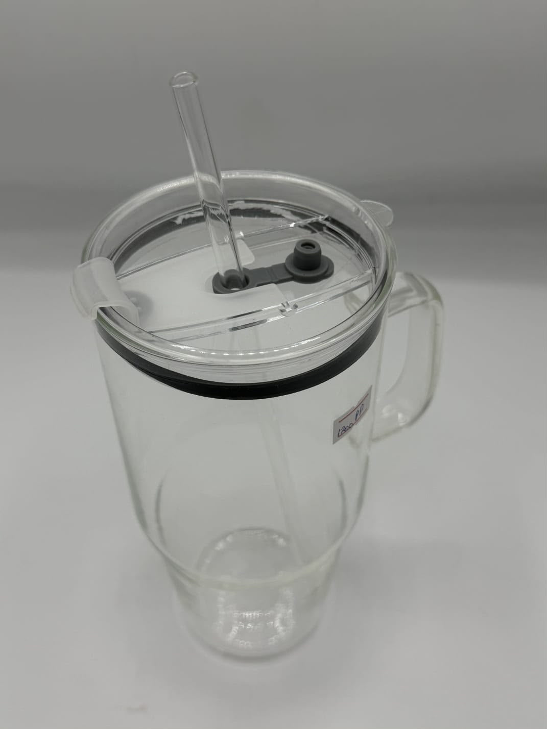 40oz clear tumbler with handle and straw