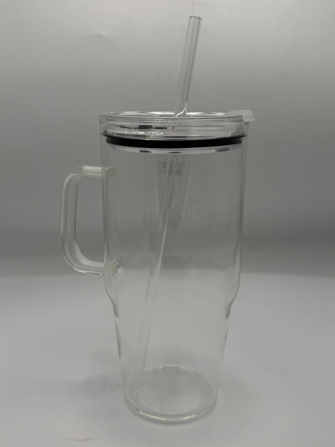 Clear Acrylic Tumbler with Handle & Straw (40oz)