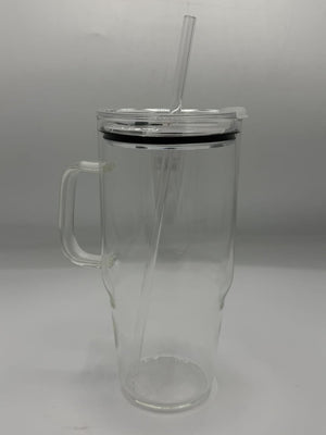Clear Acrylic Tumbler with Handle & Straw (40oz)
