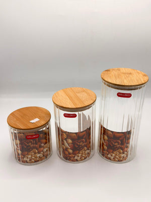Premium Glass Storage Jar Set with Bamboo Lids